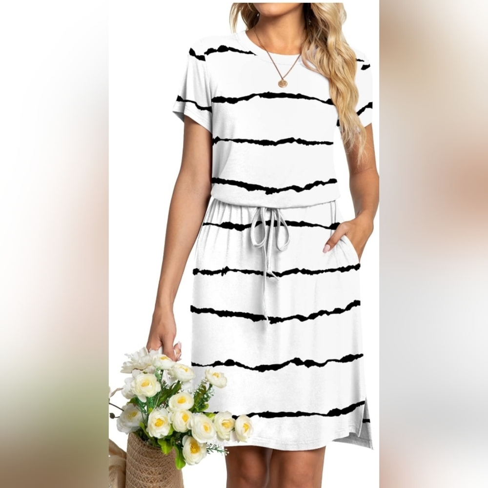 NWT/Casual Dresses Summer Short Sleeve T Shirt Dress with Pockets